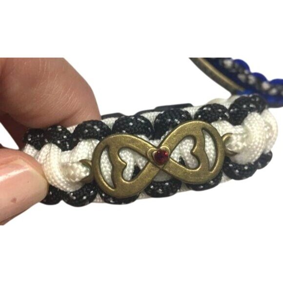 1 Black White Heart 1 Blue Dance Paracord Bracelet Set Casual with Buckle - Picture 2 of 8